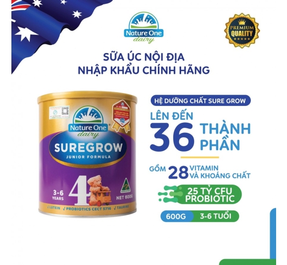 Sữa Sure Grow HMM số 4 cho bé từ 3-6 tuổi - Hộp 600g