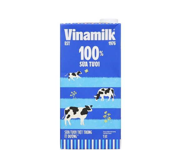 Sữa tươi tiệt trùng ít đường Vinamilk 100% Sữa tươi hộp 1 lít