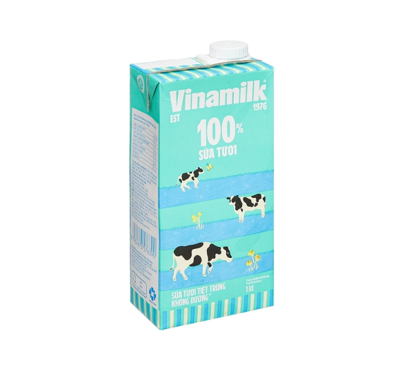 Sữa tươi tiệt trùng không đường Vinamilk 100% Sữa tươi hộp 1 lít