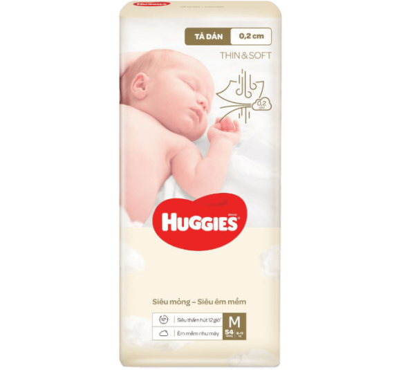 Tã dán Huggies Thin & Soft  (M, 6-11kg, 54 miếng)
