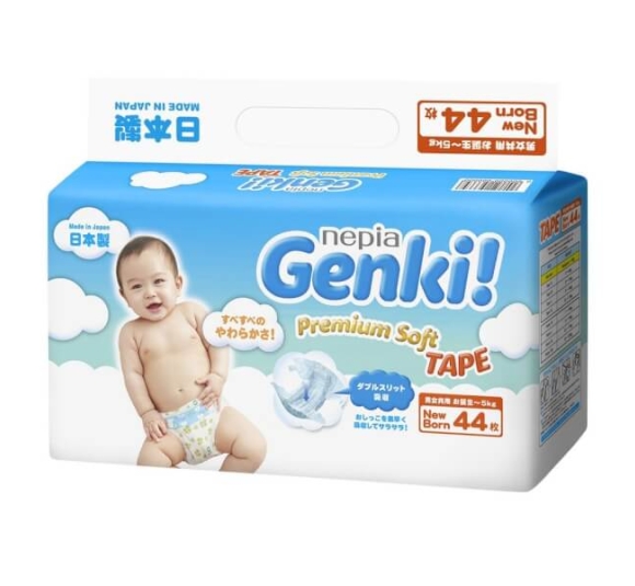 Bỉm tã dán Genki size Newborn 44 miếng (dưới 5kg)