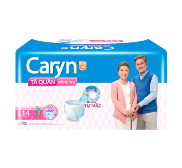 Tã quần năng hoạt Caryn loại mỏng nhẹ  size L (bụng 75-100 cm) - 14 miếng