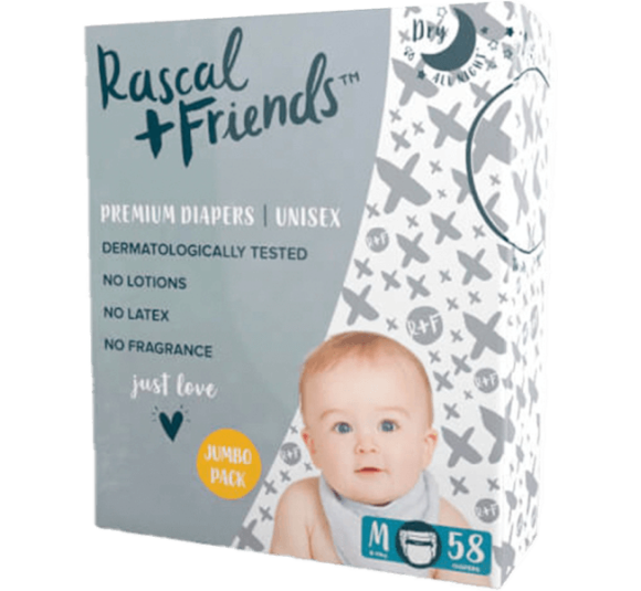 Tã quần Rascal + Friends (M, 6-11kg,  58 miếng)