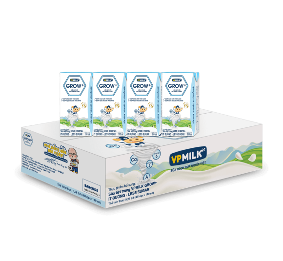 Sữa Tiệt Trùng VPMilk Grow+ Ít Đường x Thùng 48 hộp 