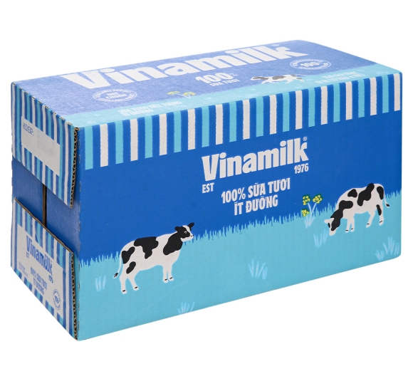 Thùng 12 hộp sữa tươi tiệt trùng ít đường Vinamilk 100% Sữa tươi 1 lít