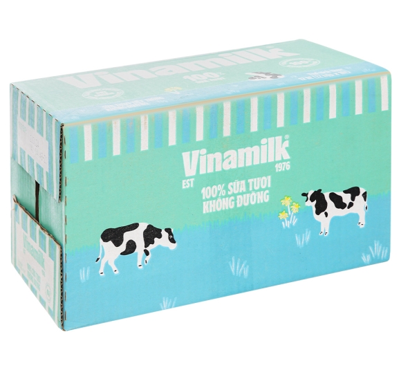 Thùng 12 hộp sữa tươi tiệt trùng không đường Vinamilk Sữa tươi 100% 1 lít