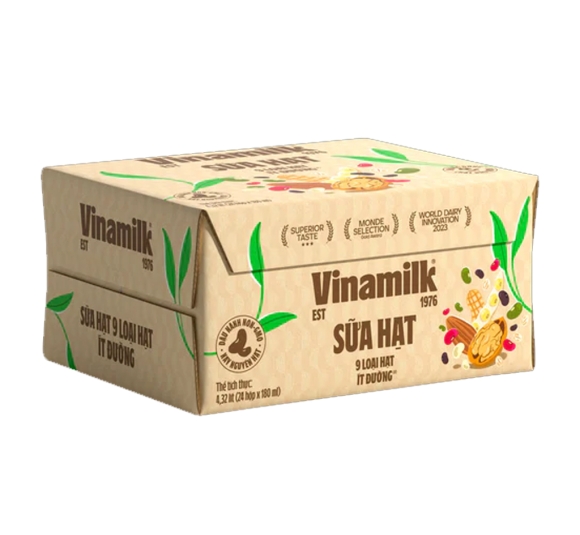 Thùng 24 hộp sữa hạt ít đường Vinamilk 9 loại hạt 180ml
