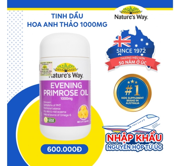 Tinh dầu hoa anh thảo Nature's Way Evening Primrose Oil 1000mg Hộp 60 viên
