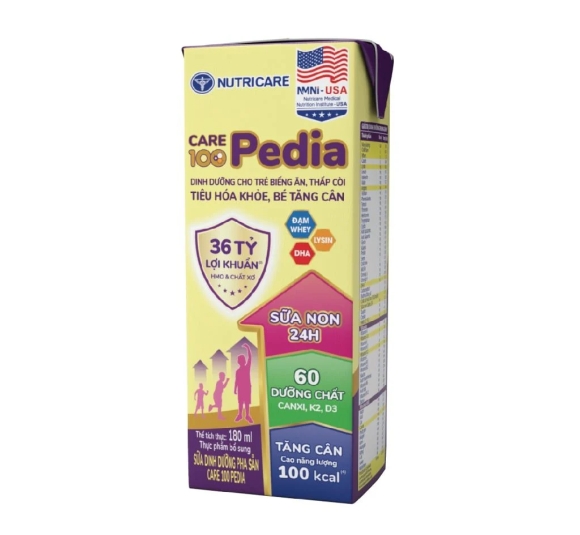 Lốc 4 hôp SỮA BỘT PHA SẴN CARE 100 PEDIA 180ml