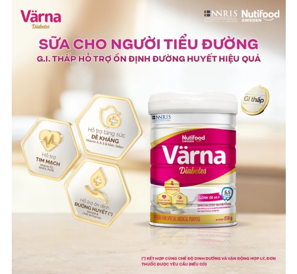  Sữa Bột Varna Diabetes Cho Người Tiểu Đường Lon 850g  - Ổn Định Đường Huyết