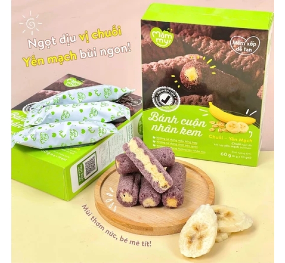 Bánh Ăn Dặm Cuộn Kem Mămmy Vị Chuối Yến Mạch 