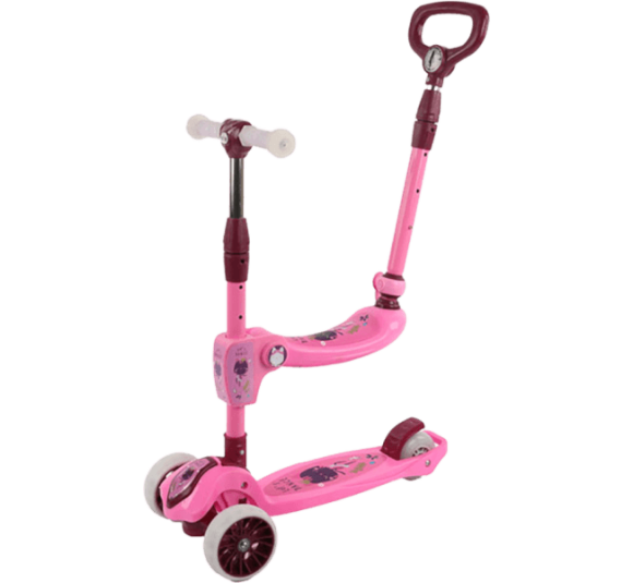 Xe scooter có ghế ngồi, cần đẩy 3in1 Animo ZT-505 (Hồng)