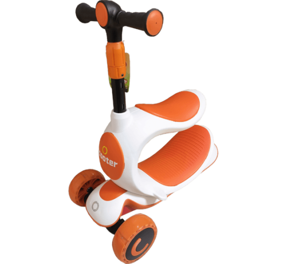 Xe trượt scooter kèm xe chòi chân cao cấp có đèn 167 (Cam)